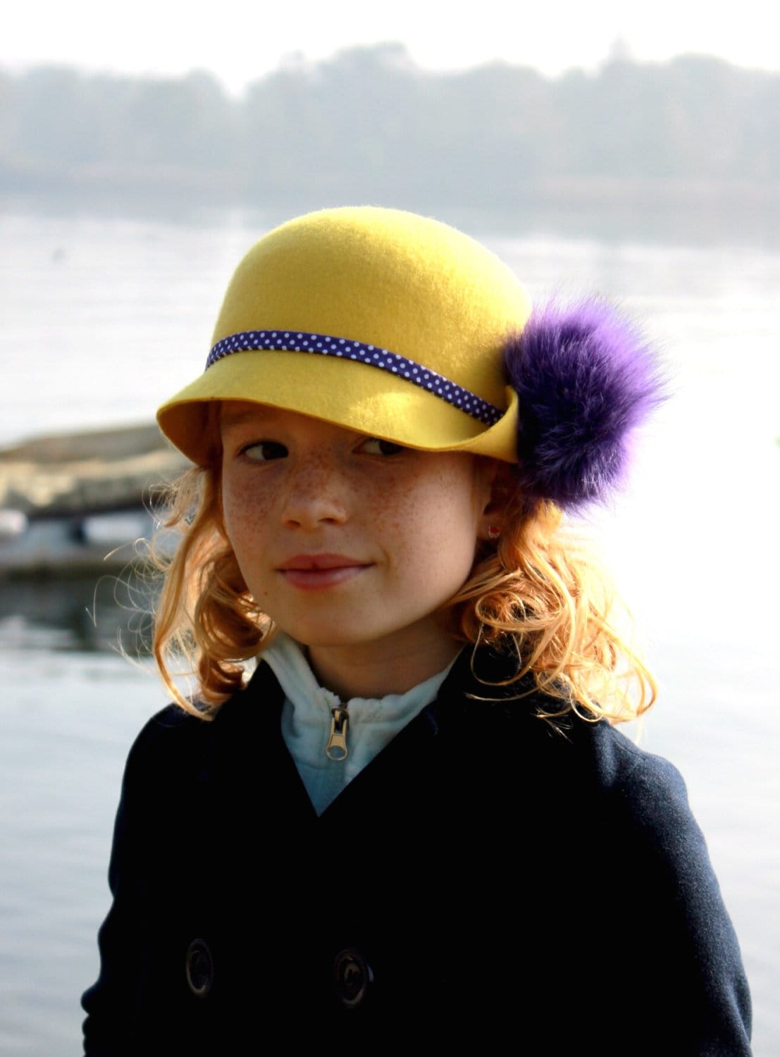 Yellow and Purple Cloche Hat Girls 