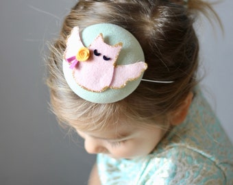 Little Girls Tea Party Hats, Toddler Girl Owl Headband, Pink Felt Fascinator, Animal Fascinator, Woodland Headband, Baby Girls Beret Hat