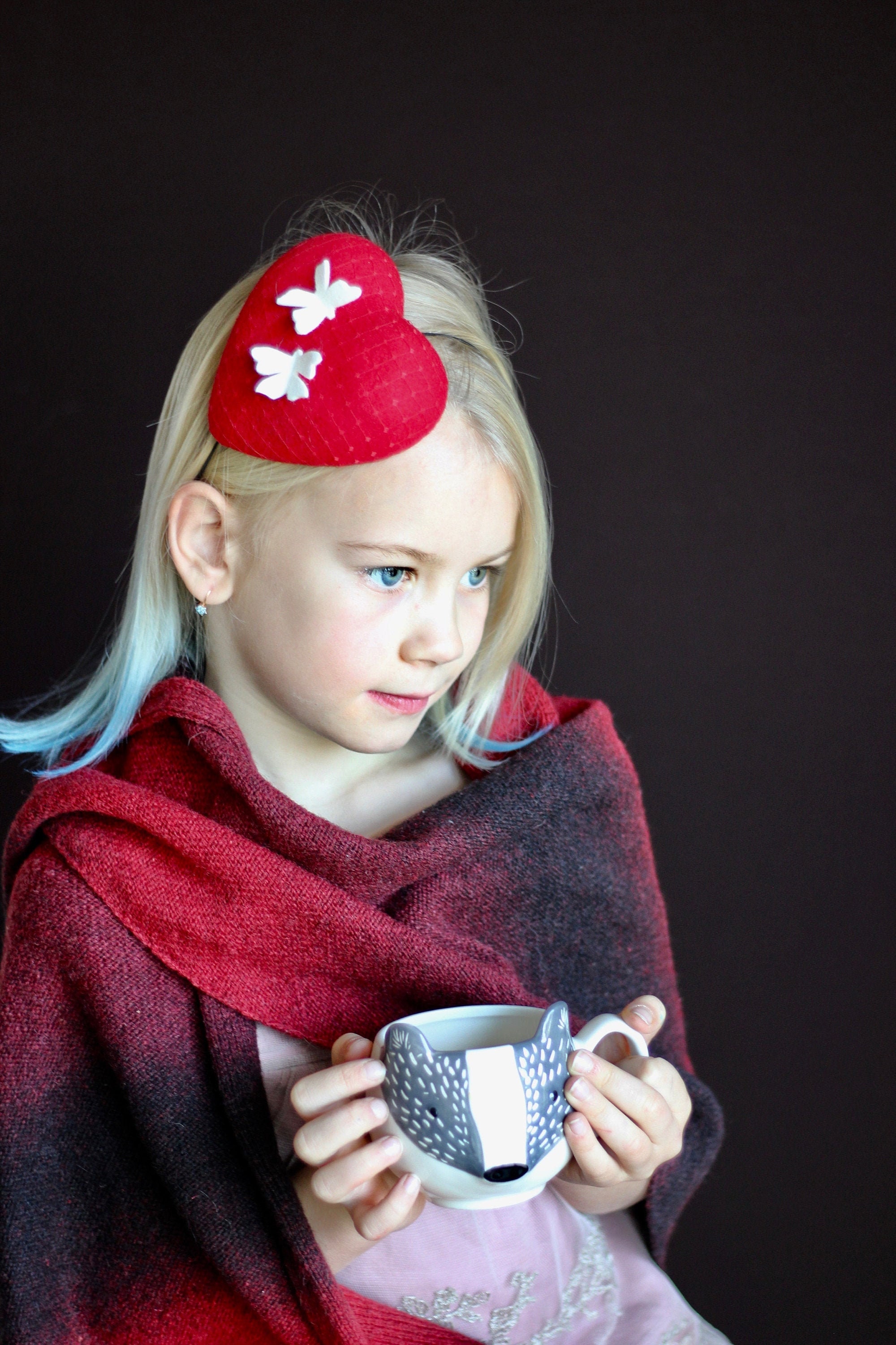 Red Heart Beret Hat Little Girls Mini Top Hat Girls Etsy Canada