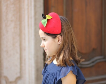Fragola Berretto, Fragola forma di cuore, Cappellino per ragazze, Mini cappello di cuore, cappello di fragola