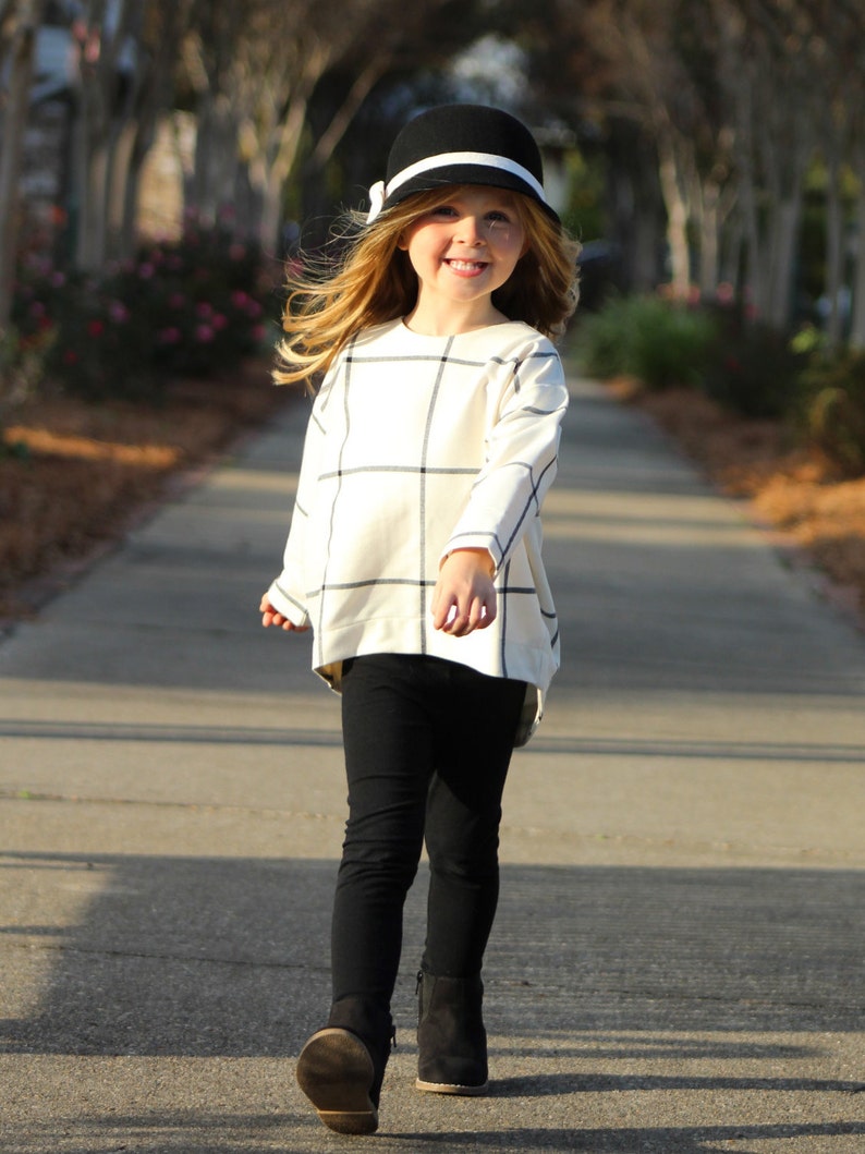black winter hat for kids Black and white girls hat Elegant girls winter Hat Custom made girls hat Cloche hat girls little girls hats