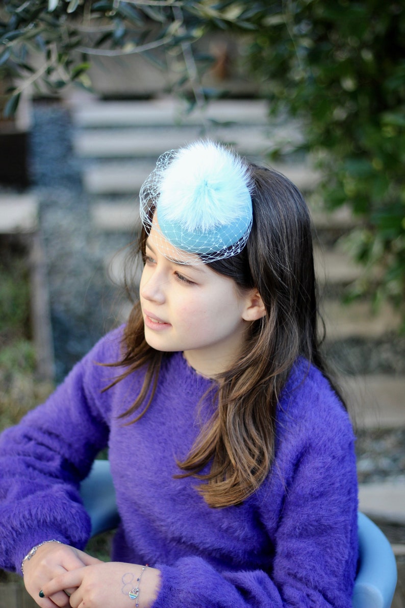 Mini cappello bimba, cappellino con pompom immagine 7