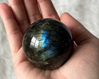 Labradorite Sphere 51mm - Labradorite Crystal Ball - Witchy Decor - Meditation Altar Decor - Flashy Labradorite