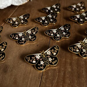Moth with Flowers Enamel Brooch - Floral Moth Lapel Pin - Butterfly Flower Enamel Pin - Witchy Accesories - Cottagecore Gifts