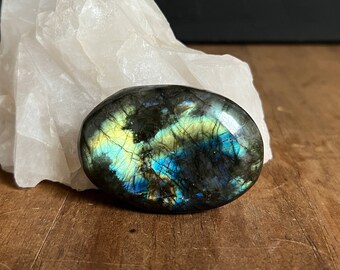 Polished Labradorite Palm Stone,  Palmstone Pebble, Ethically Sourced Labradorite Crystal
