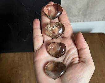 SMOKY QUARTZ Heart - Pocket Stones - Gemstone Heart - Beginner Crystal - Small Puffy Hearts