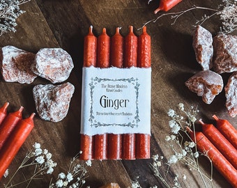 Ginger Orange Spell Candles, 5&quot; Ginger SCENTED Chime Candles, Witch Candles, Ritual Candles for Success, Attraction, Small Bulk Candles,