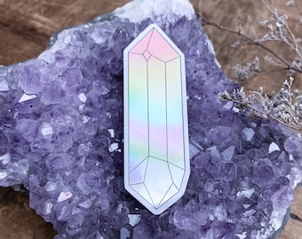 Holographic Crystal Sticker: Witchy Journal Art, Water Bottle Decal