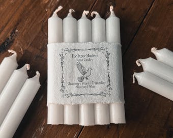 Unscented White Spell Candles, 4" Scented White Chime Candles, Witch Candles, Ritual Candles, Small Bulk Candles, Candles for Peace