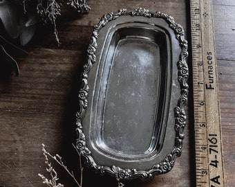 Vintage Silver Serving Tray - Decorative Trays - Antique Trinket Dish - Witchy Decor - Sacred Space Altar - Cottagecore