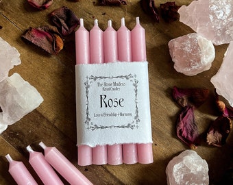 Rose Pink Spell Candles, 5" Pink Ritual Candles, Chime Candles, Witch Decor, Small Bulk Candles, Pink Candles for Love Magic ROSE SCENTED