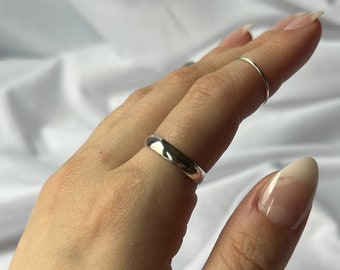 Thin Sterling Silver Ring - Low Dome Silver Band - Half Round Ring Band - 925 Sterling Silver Stacking Ring - Minimalist Ring