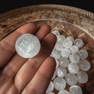 Small Selenite Sphere - Selenite Crystal Ball - Satin Spar Crystal Orb - Crystals For Cleansing - Moon Crystal - Witchy Decor -