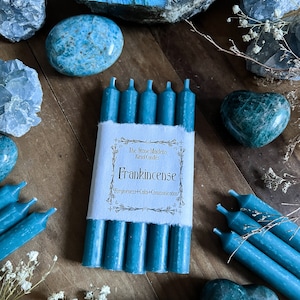 Frankincense Light Blue Spell Candles 5&quot;, Frankincense SCENTED Blue Chime Candles, Witch Candles, Small Ritual Candle, Bulk Candles,