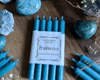 Frankincense Light Blue Spell Candles 5", Frankincense SCENTED Blue Chime Candles, Witch Candles, Small Ritual Candle, Bulk Candles,