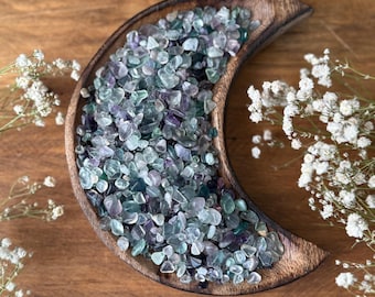 Chips de cristal de fluorita arcoíris: minipiedras pulidas, decoración de altar