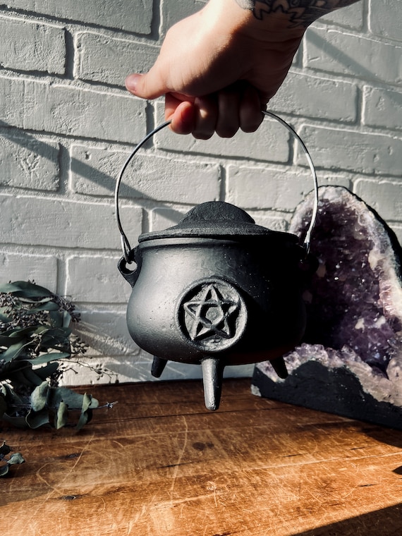 Black Cast Iron Cauldron - Witchy Decor - Ritual Tools - Incense