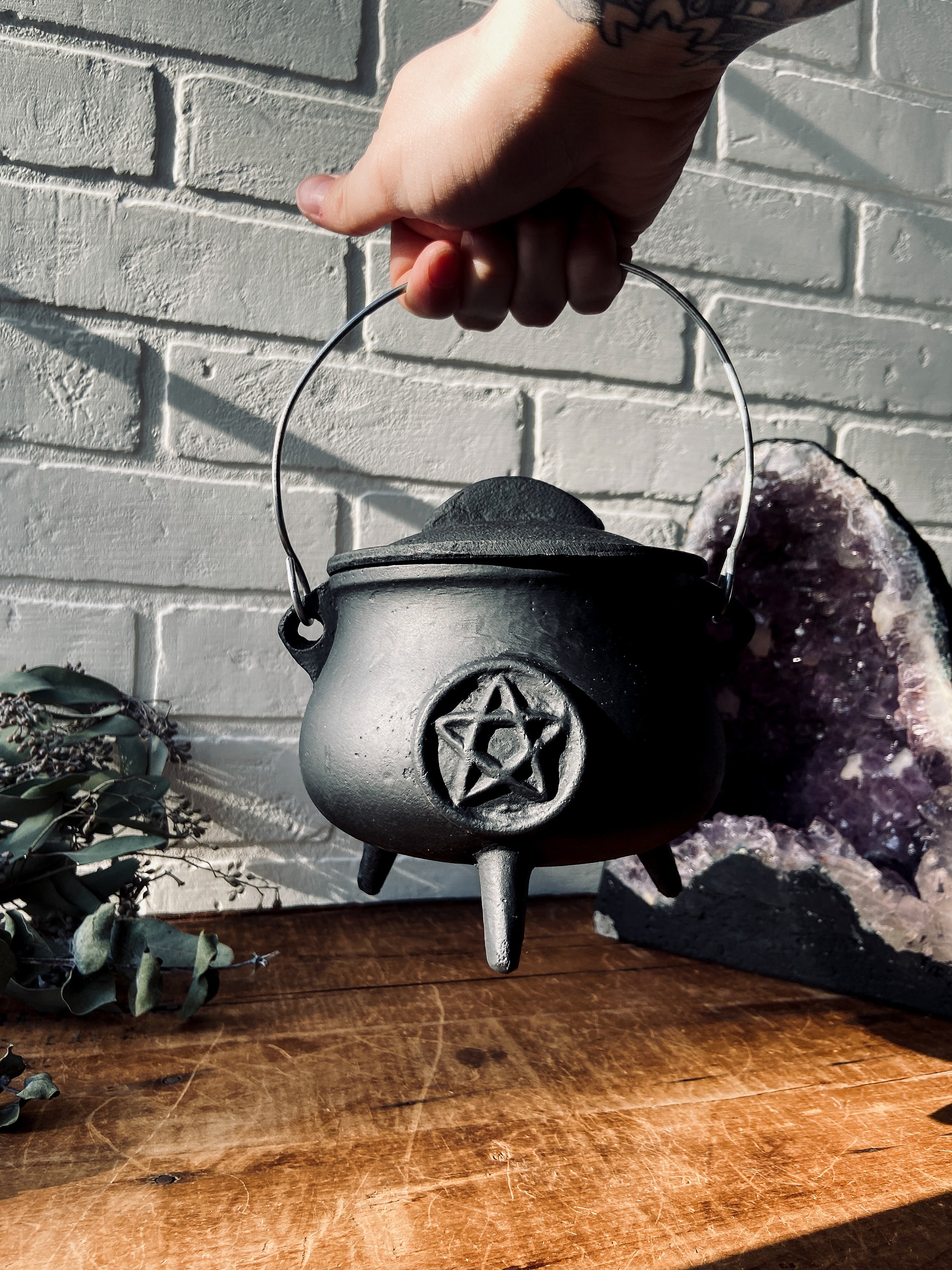 Black Cast Iron Cauldron - Witchy Decor - Ritual Tools - Incense