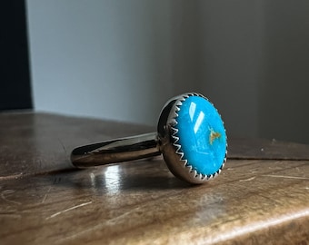 Turquoise Sterling Silver Ring - Whimsical Jewelry - Stacking Ring - Sterling Silver 925 Handmade Gemstone Ring - Size 9.5US - Witchy Rings