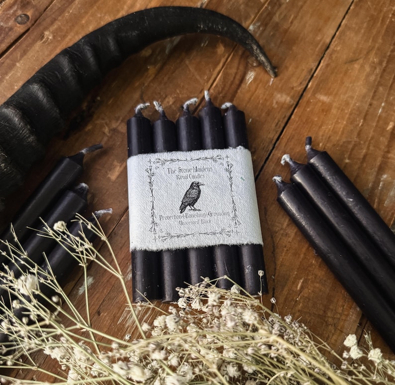 Unscented Black Spell Candles, 4" Black Chime Candles, Witch Candles, Ritual Candle, Bulk Candles, Protection, Grounding