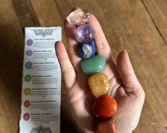 Large Chakra Healing Crystal Set - Energy Clearing - Balance Chakras - 7 Chakra Crystals - Tumbled Chakra Stones