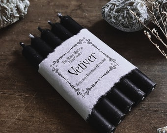 Vetiver Black Spell Candles, 5 "Duftende Vetiver-Schwarze Chime-Kerzen, Hexenkerzen, Ritualkerze, Massenkerzen, Schutz, Erdung