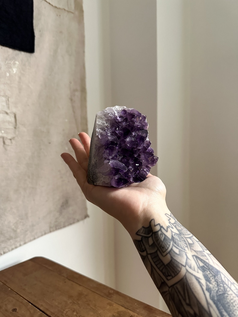 Dark Amethyst Cluster Witchy Decor Raw Amethyst Geode Purple Crystal Clusters Mineral Specimen Sacred Space Altar image 1