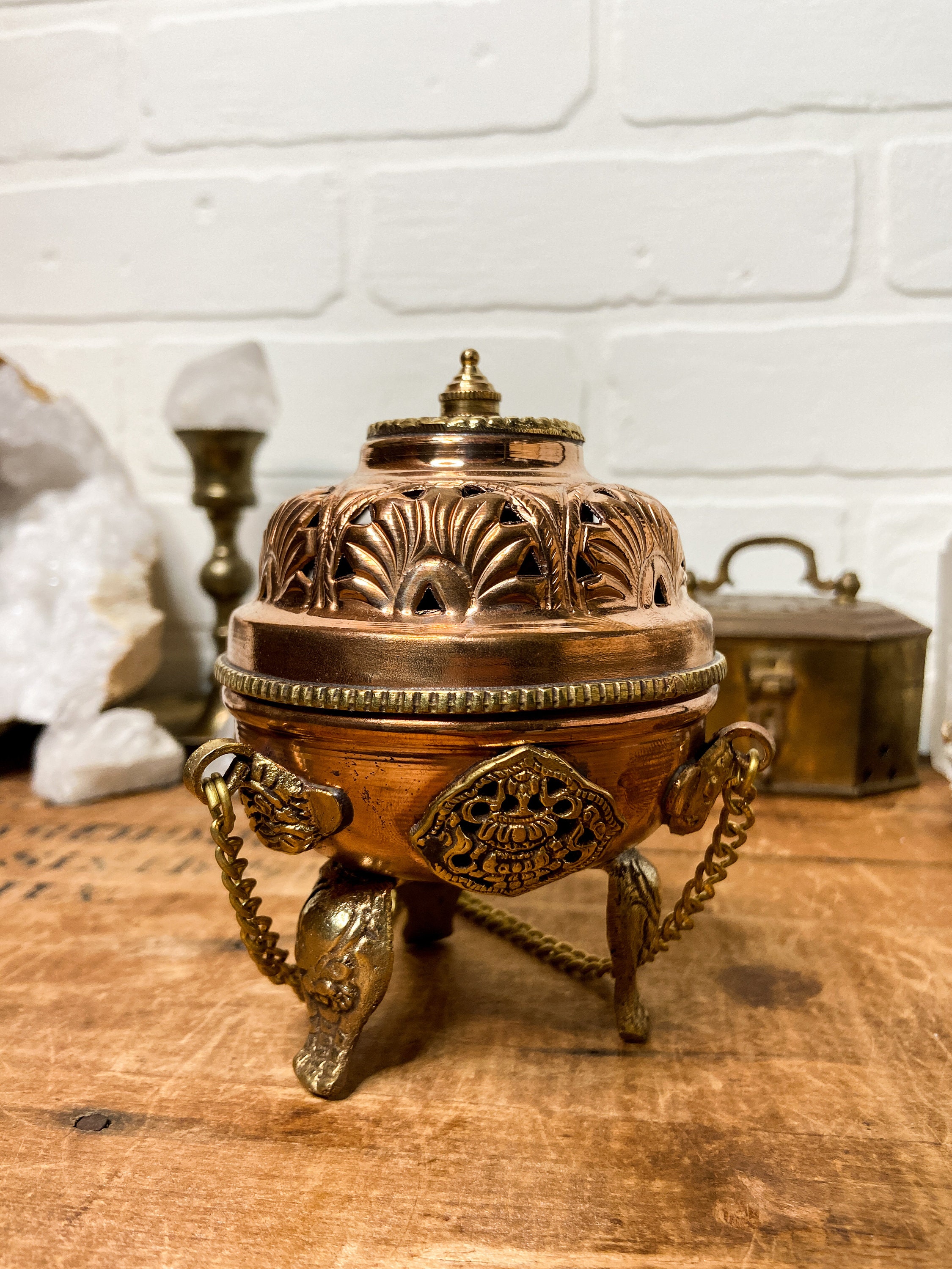 Brass and Copper Incense Holder Sacred Space Witchy Decor Etsy Canada