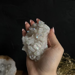 Angel Aura Cluster - Angel Aura Quartz Cluster - Aura Quartz Crystal - healing crystals and stones - Aura Quartz Stone - angel aura crystal