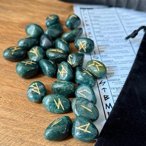 Bloodstone Rune Set - Elder Futhark Runes - Ritual Tools - BloodStone Crystal Runes - Witchy Decor - Pagan Gift - Divination - Viking Runes