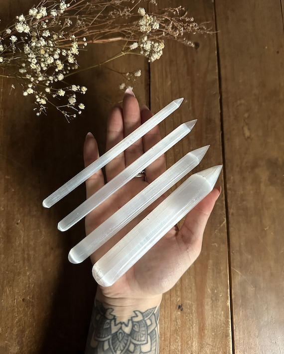 Polished Selenite Crystal Wand - Reiki Healing -Witchy Decor