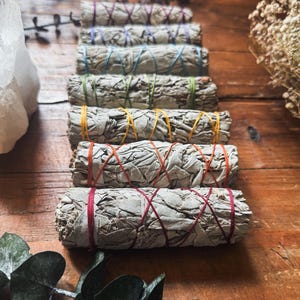 Sage Chakra Set, California White Sage Bundle, Healing Incense, Energy Cleansing, Protection, Witchy Decor