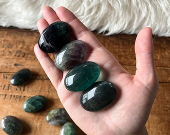 Rainbow Fluorite Palm Stone - Worry Stone - Fluorite Crystal - Healing Crystal Palmstone - Metaphysical Gift - Anxiety Pocket Stone
