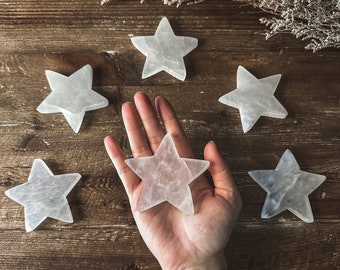 Selenite Star Slab - Celestial Gift - Witchy Decor - Star Shaped Cleansing Stone - Crystal Home Decor - Selenite Star Disc