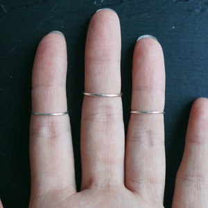 Sterling Silver Midi Rings Minimalist Ring Set Hippie Rings Stacking Rings Simple Ring Witchy Rings Plain Band image 1