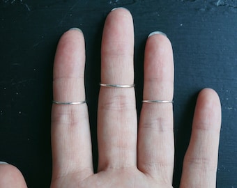 Sterling Silver Midi Rings - Minimalist Ring Set - Hippie Rings - Stacking Rings -  Simple Ring - Witchy Rings - Plain Band