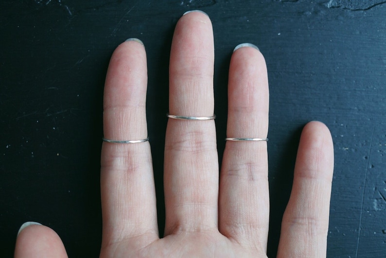 Sterling Silver Midi Rings Minimalist Ring Set Hippie Rings Stacking Rings Simple Ring Witchy Rings Plain Band image 1