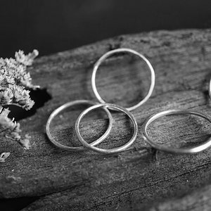 Sterling Silver Midi Rings Minimalist Ring Set Hippie Rings Stacking Rings Simple Ring Witchy Rings Plain Band image 8