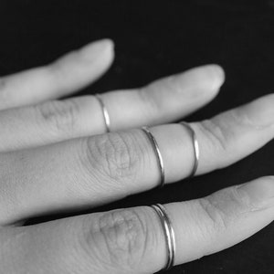 Sterling Silver Midi Rings Minimalist Ring Set Hippie Rings Stacking Rings Simple Ring Witchy Rings Plain Band image 6