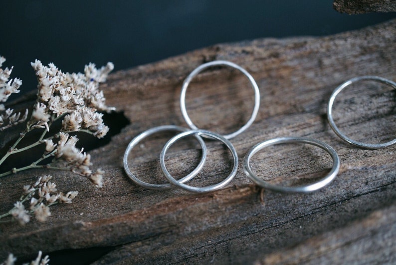 Sterling Silver Midi Rings Minimalist Ring Set Hippie Rings Stacking Rings Simple Ring Witchy Rings Plain Band image 4