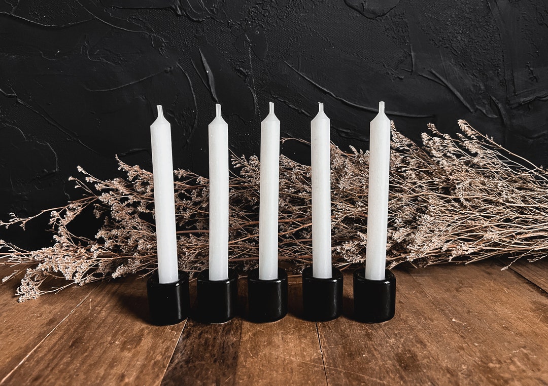 Mini Chime Candle Holders, Black Ceramic Holders for Ritual Candles