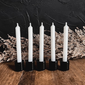 Mini Chime Candle Holder, Black Ceramic Holders for Ritual Candles,  Witchy Decor,  Ritual Candle Holders for Spells, Divination Tools