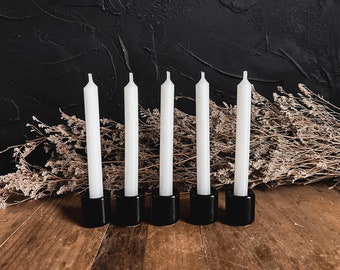 Black Ceramic Chime Candle Holder - Witchy Decor - Altar Tools