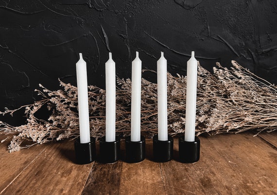 Black Ceramic Chime Candle Holder - Witchy Decor - Altar Tools
