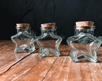 Glass Star Bottle - Apothecary Jars, Witchy Decor, Ritual Tools, Spell Jars,