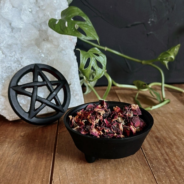 Black Cast Iron Pentacle Incense Dish - Incense Burner - Witchy Decor - Altar Ritual Tools - Aromatherapy - Small Cauldron