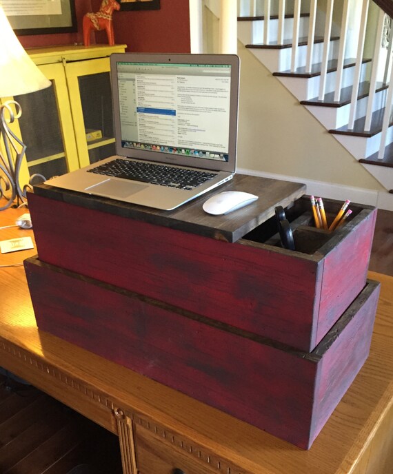 The Barn Wood Style Stand Up Desk Organizer Work Standing Up Etsy