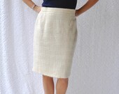 Vintage Louis Feraud Pencil Skirt Wool Mohair Skirt. High Waist Pin Up Skirt. Ivory Pencil Skirt. Retro 60s Style Secretary Skirt 10