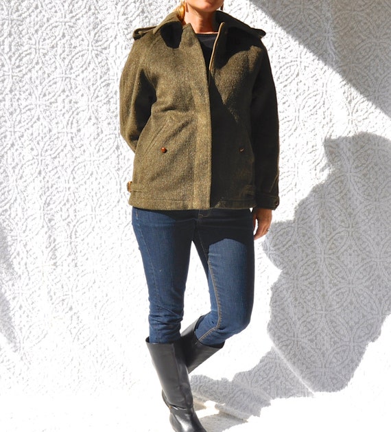 calvin klein green wool coat