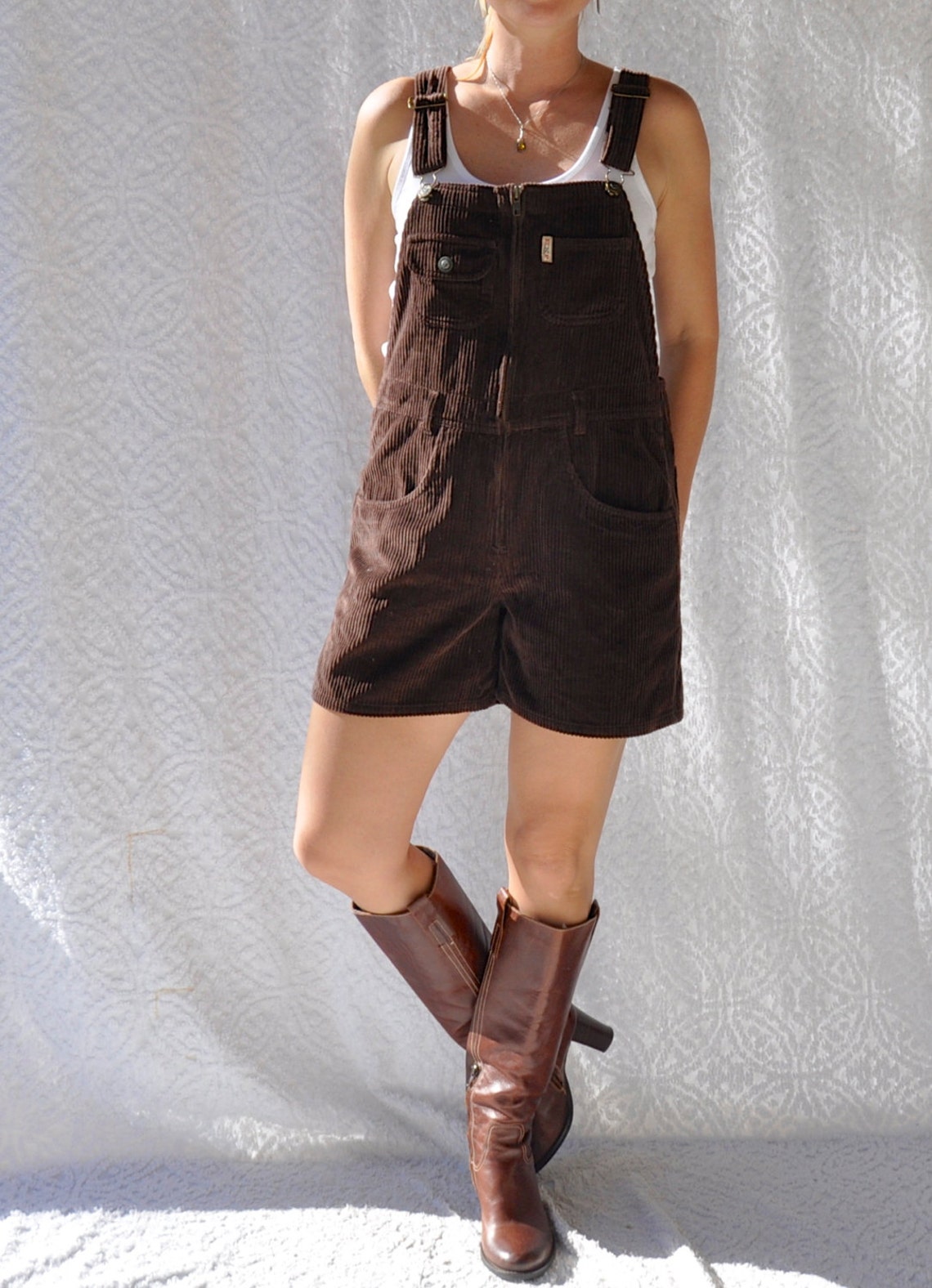 Brown Corduroy Overall Shorts Preppy 90s Express Romper. Etsy